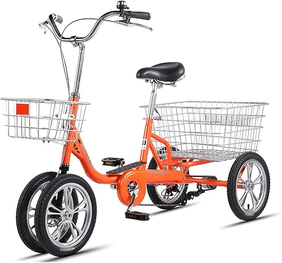 Adult Tricycle Three Wheel Bike 3 Wheel Bikes 14In Adult Bicycle with Large Basket Cruiser Bike for Recreation Shopping Picnics Exercise Men's Women's Cycling Pedalling