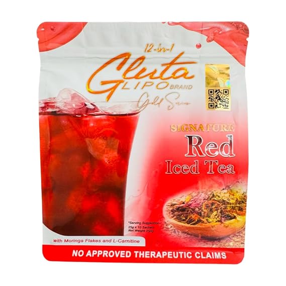 12-in-1 Glutalipo Gold Series Red Iced Tea, 10 Sachets