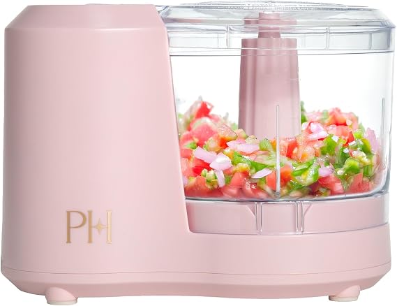 Paris Hilton 1.5-Cup Food Chopper, Stainless Steel Blade With One-Touch Pulse Control, Compact Mini Electric Chopper For Vegetables, Herbs, Nuts & Dressings, Pink