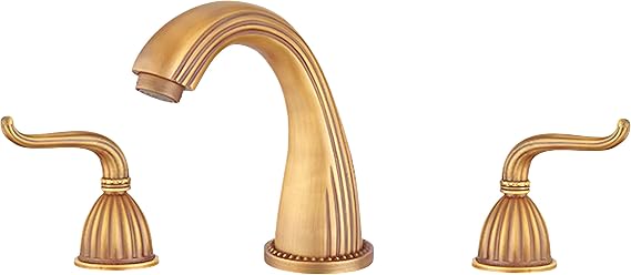 LightInthebox Bathroom Sink Faucet with 2 Handles 3 Holes Antique Brass Bathroom Vanity Faucet Basin Mixer Tap Faucet Matching Metal Pop-Up Drain Assembly