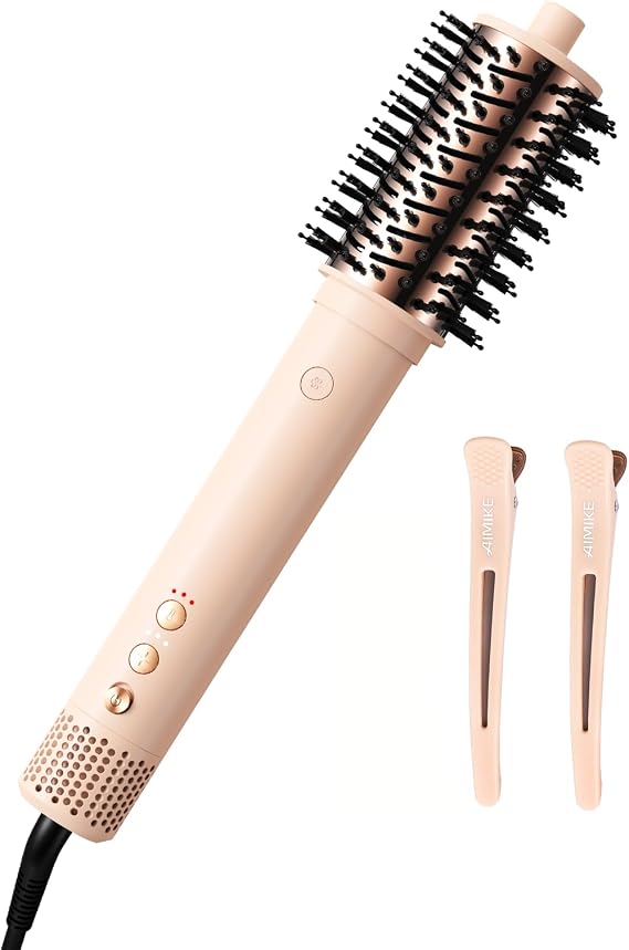 AIMIKE HyperFlow Blow Dryer Brush for Fine Hair, High-Speed Round Brush Hair Dryer with 42m/s Airflow, Volumizing Hot Air Styler for Natural Volume & Salon Blowout, Detachable Design, 2.1" Barrel