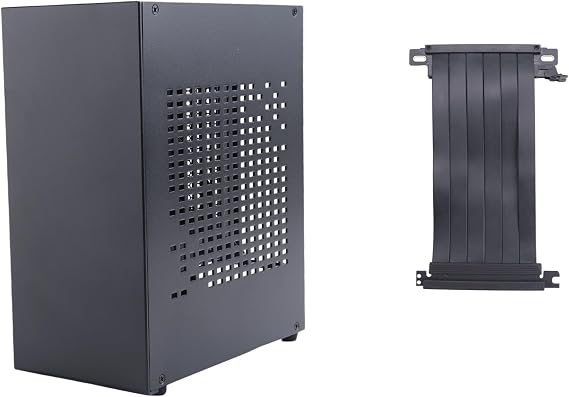 A07 Mini ITX Computer Case Chassis HTPC Host Case USB3.0 ITX Enclosure with Graphics Card Extension Cable(A), black