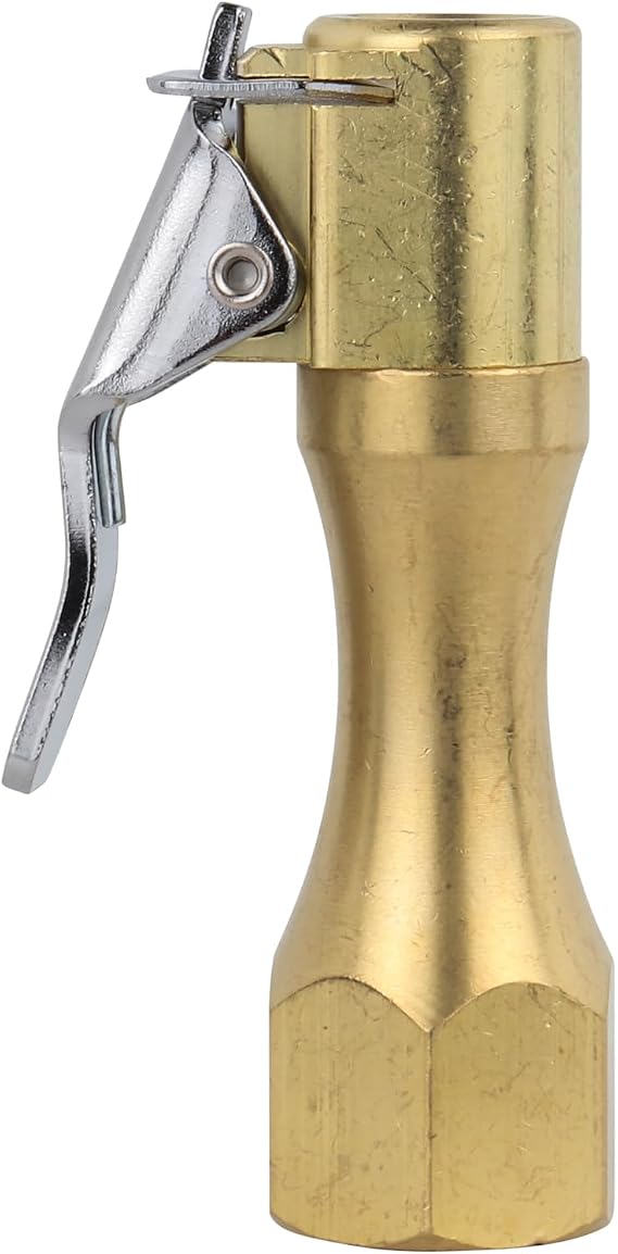 Milton 697-OP EZ-LockTM Euro Air Chuck, Heavy-Duty Brass, Open Flow, 175 PSI Max, 1/4" FNPT Straight Lock-On Tire Air Chuck for Cars, Trucks, RVs, Motorcycles & Air Inflation