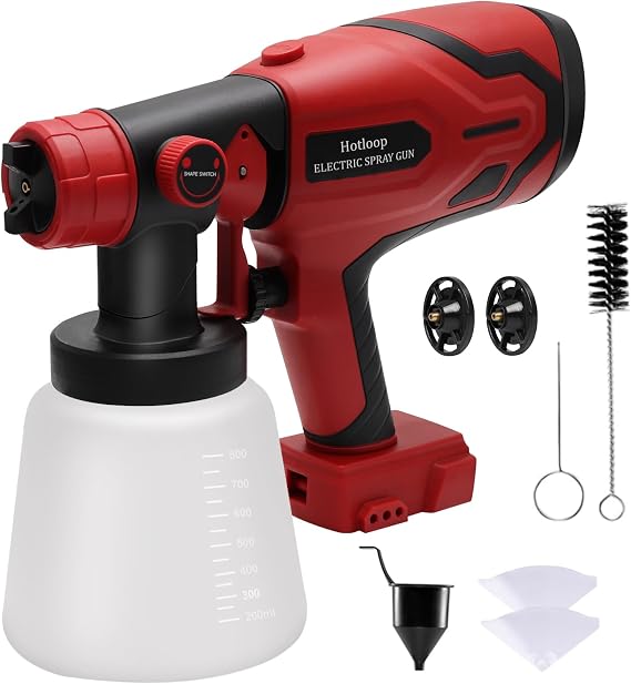 Paint Sprayer for Milwaukee M18 18V Battery, Cordless HVLP Paint Sprayers for House Painting Stain Sprayer for Fence, Furniture, cabinets, Walls, etc. (Battery NOT Included)