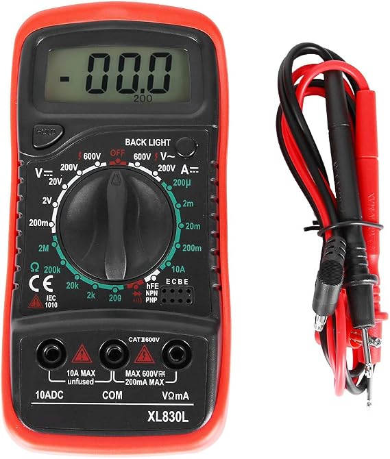 XL830L Handheld LCD Digital Multimeter Voltmeter Ammeter Ohmmeter Current Voltage Tester(XL830L Red)