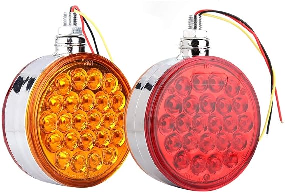 Aramox LED Marker Light, 48LED Double Face Single Stud Mount Side Marker Reflective Sealed Light for Trailer Truck