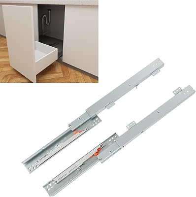 Pair Undermount Drawer Slides Bottom Mount Pull Out Shelf Slider Under Mount Drawer Glides Full Extension Soft Close Drawer Runner Shelf Track for Kitchen Face Frame or Frameless Cabinet Drawer