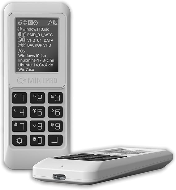 MINI Pro External encrypted SSD (1TB) - USB-C 3.1 Gen 1 | Bootable Virtual ODD/HDD (ISO, VHD, VMDK) | AES256-XTS Hardware Encryption (76 Digits) | Hardware Write-Blocker | Made in Korea