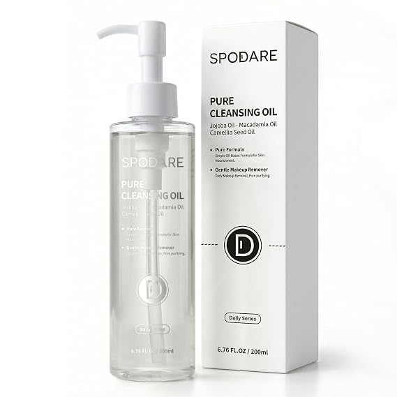 SPODARE Pure Cleansing Oil, Natural Oil Cleanser for Face, 200ml | Makeup Blackhead Remover, Facial Cleansing Oil for All Skin Types