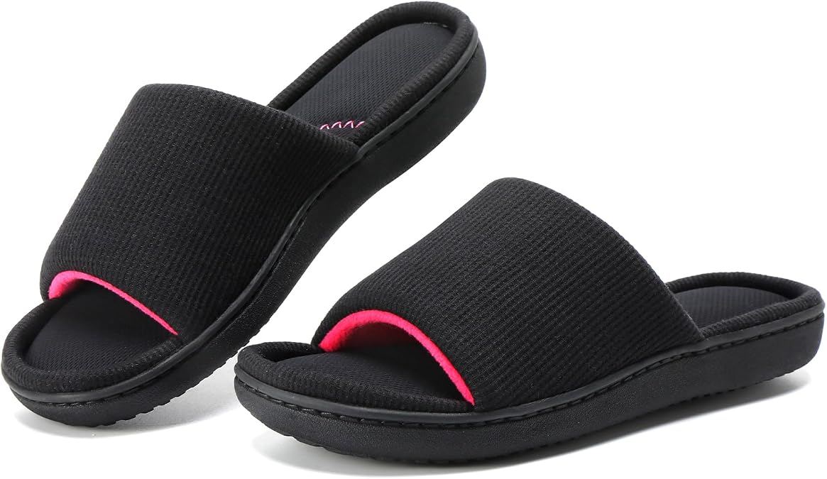 Comfy Women Slippers, House Slippers for Woman with Arch Support | Home, Bedroom, Indoor/Outdoor, Comfortable,Cozy, Soft, Memory Foam, Coolmax, Slip On, Rubber, Gifts,Closed-toe/Open-toe