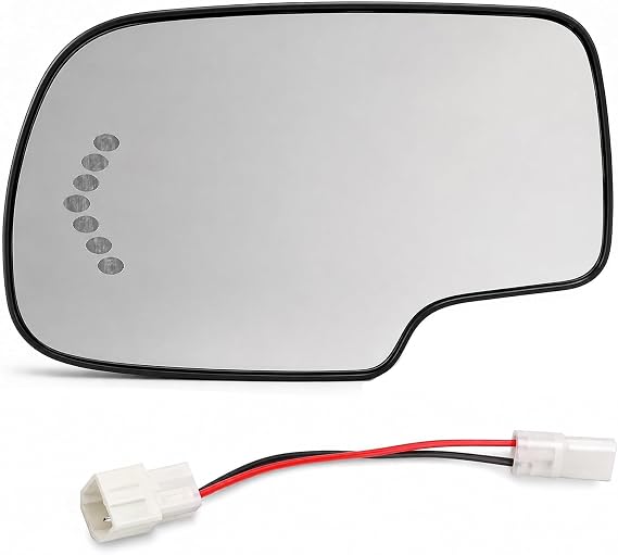 Driver Side Heated Mirror Glass Replacement for 2003-2007 Cadillac Escalade, Chevrolet Avalanche, Silverado, Suburban, Tahoe, GMC Sierra, Yukon - Exterior Side View Convex Mirror with Turn Signal