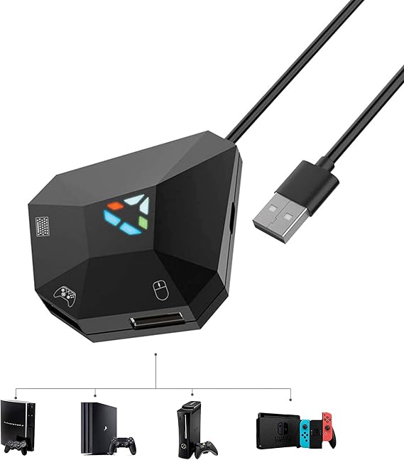 Dobe NS-Switch PS4 PS3 Game Keyboard and Mouse Adapter for PS4, PS3, Xbox one, N-Switch, Host Series Converter(Original Handle Guide Connection)
