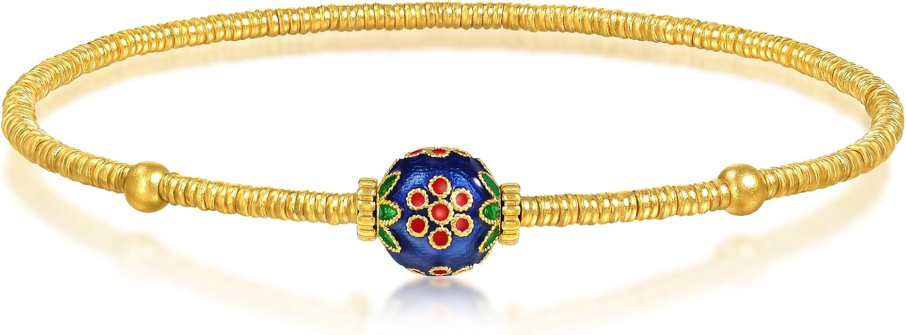 CHOW SANG SANG 999.9 24K Gold Cultural Blessings Bracelet with a hand-painted floral charm for Women Size 15cm 95775B Price-by-Weight 6.73g Gold