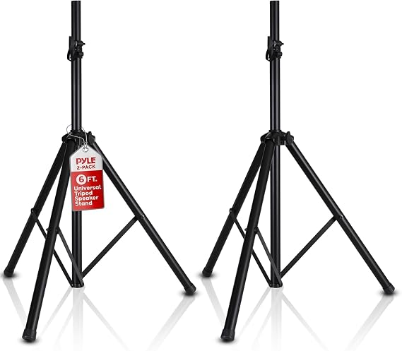 Pyle Universal Speaker Stand 2-Pack Heavy Duty Tripod Mount Holder Set, Height Adjustable from 40 to 71, 35mm Insert Compatibility, Safety Pin and Knob Locking for PA, DJ & Studio Use