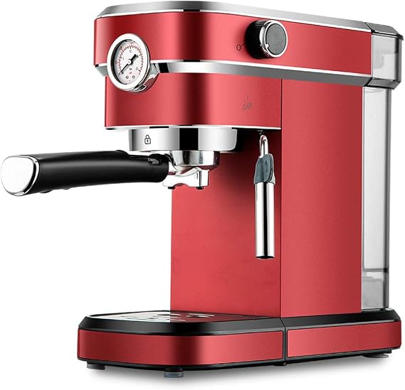 15bar Pump Coffee Machine/Espresso Machine, Cappuccino and Latte Coffee Machine, Automatic Power Off, Black/red (A) The New