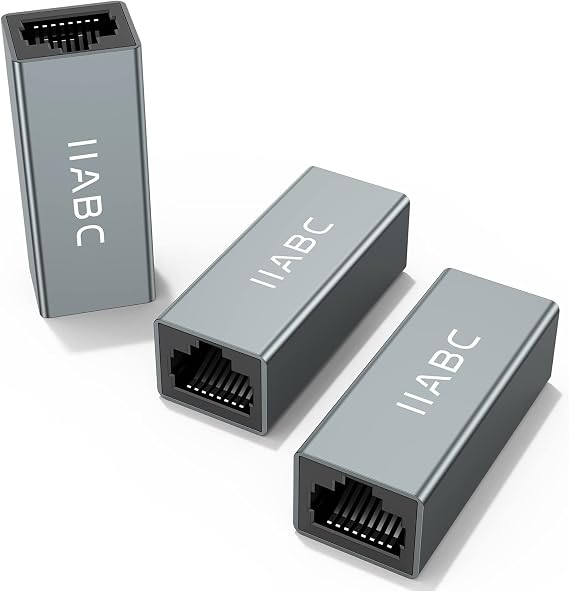 IIABC RJ45 Ethernet Coupler 3 Pack - In Line Coupler for Cat7/Cat6/Cat5e/Cat5 Cable Extender Adapter Female to Female