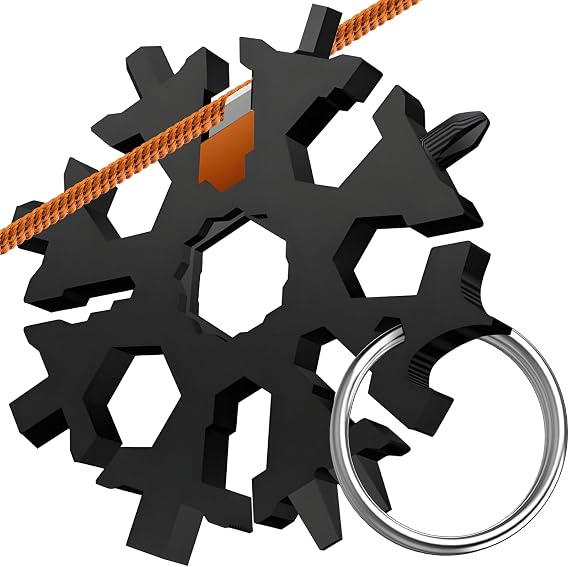Gifts for Christmas Stocking Stuffers for Men,35 in 1 Snowflake Multi Tools | Stocking Stuffers for Men, Gifts for Him, Compact and Portable Gadget with Screwdrivers,Wrenches,Bottle Opener(Black)