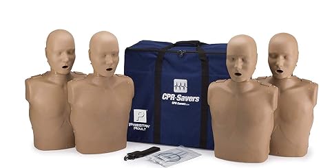 CPR Savers Prestan Professional Adult CPR Training Manikin with 2019 AHA Feedback Monitor, Dark Skin, 4-Pack, PP-AM-400M-DS