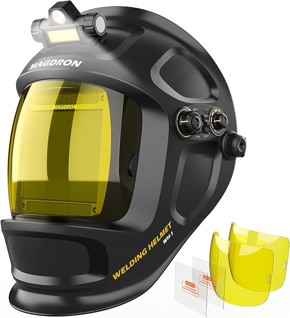 Welding Helmet Auto Darkening with Light, Large View 3.94" x 3.66", True Color Welding Hood Optical Clarity, 4 Arc Sensor Solar Powered, Wide Shade 3.5/5-9/9-13 Welding Mask for TIG MIG ARC Cut Grind