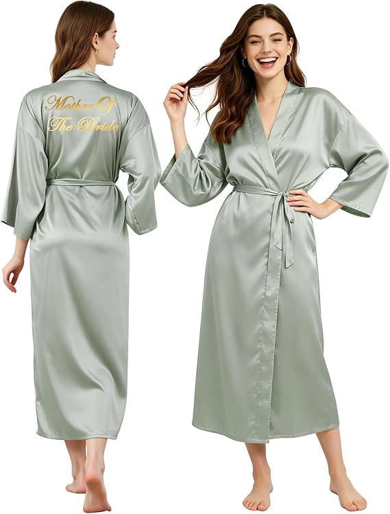 LONG Satin Robe for women Bride and Bridesmaid Dressing robe for Wedding Party 6052