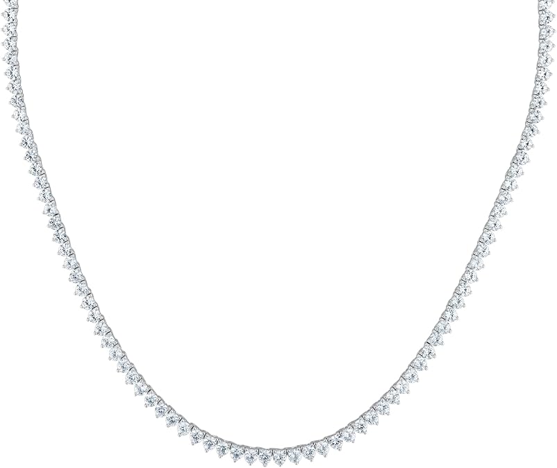 Created White Sapphire Sterling Silver Tennis Necklace