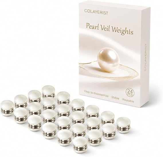 24 Pairs Veil Weights, Double-Sided Pearl Veil Weights for Securing Long Veils(Old)