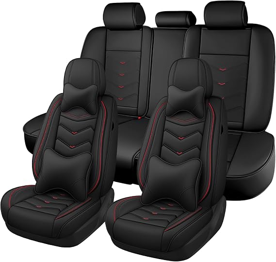 Car Seat Cover for KIA Soul EV 2015-2019, Seat Covers Full Set,Non-Slip Waterproof seat Cover,Wear-Resistant Nappa Leather car seat Covers. (Luxury 5 Seats/Black)