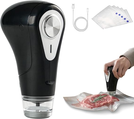 Vesta Precision Handheld Vacuum Sealer, Powerful Compact Vacuum Sealer for Food Save, Portable & Rechargeable Design Food Sealer for Seal Meal Saver, Works with valved Bags, Zipper Bags and Containers