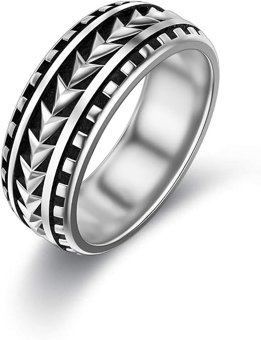 Mens Ring Sterling Silver Arrowhead Ring Wedding Band Ring for Men