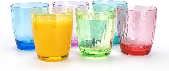 Set of 6 Acrylic Glasses Plastic Tumbler,Drinking Cups for Home Party Indoor Outdoor Use,Dishwaher Safe and BPA Free (15 Ounce) (Multi color)