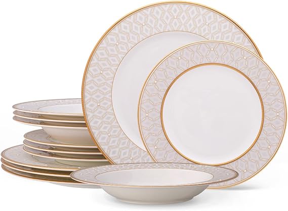 Noritake Noble Pearl 12-Piece Dinnerware Set, Service for 4
