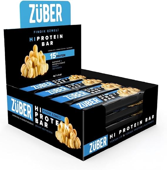 Züber Fındık Ezmeli Yüksek Hi Protein Bar 45g x 12 Adet