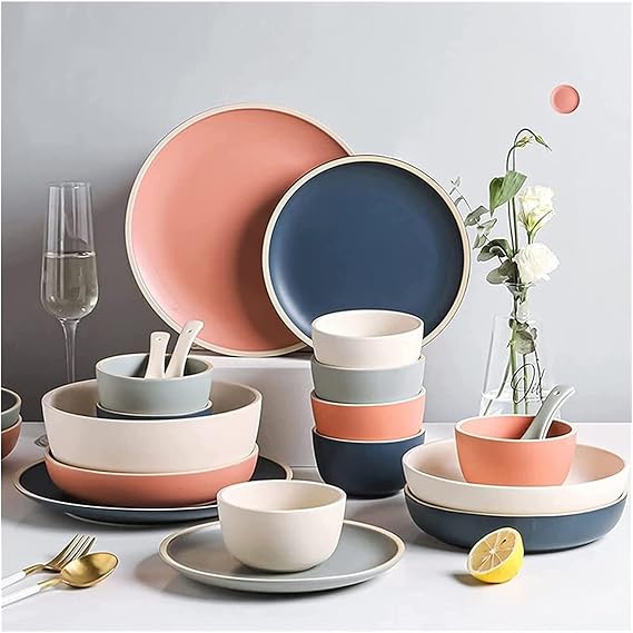 Dinnerware Set Dinner Party Tableware Service Set 9-44PCS Ceramic Dinnerware Set Bone China Tableware Dishes Plates Ceramic Combination Dinner Service Set Porcelaine Service for 10(9 Pieces)