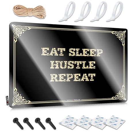 Things For Boys Room Eat Sleep Hustle Repeat Tin Sign メタル ホーム バー サイン サイン 男性用 洞窟30X40cm