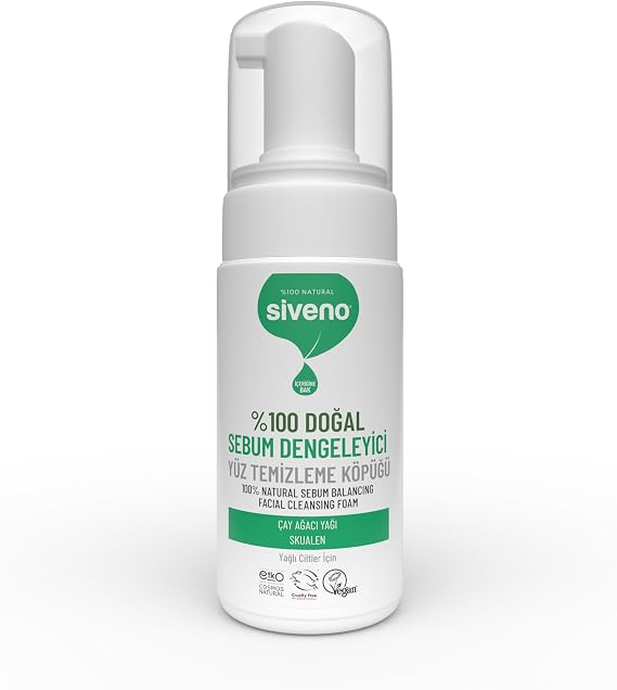 Siveno%100 Doğal Yüz Temizleme Köpüğü Yağlı Ciltler İçin Makyaj Siyah Nokta Sivilce Vegan 100 ml