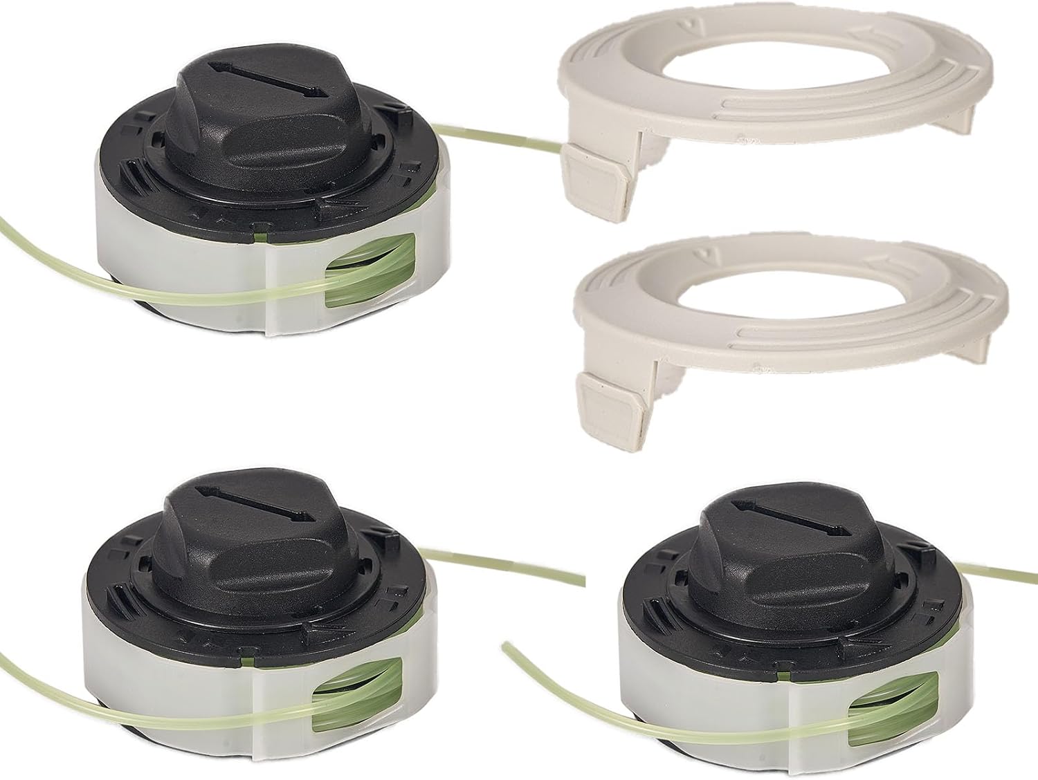 3 Pack Trimmer Head Spools with 2 Cover for Stihl FSA 57 FSE 52 Weed Eater String Autocut C3-2 Trimmer Head Replace Parts 4009 710 4305