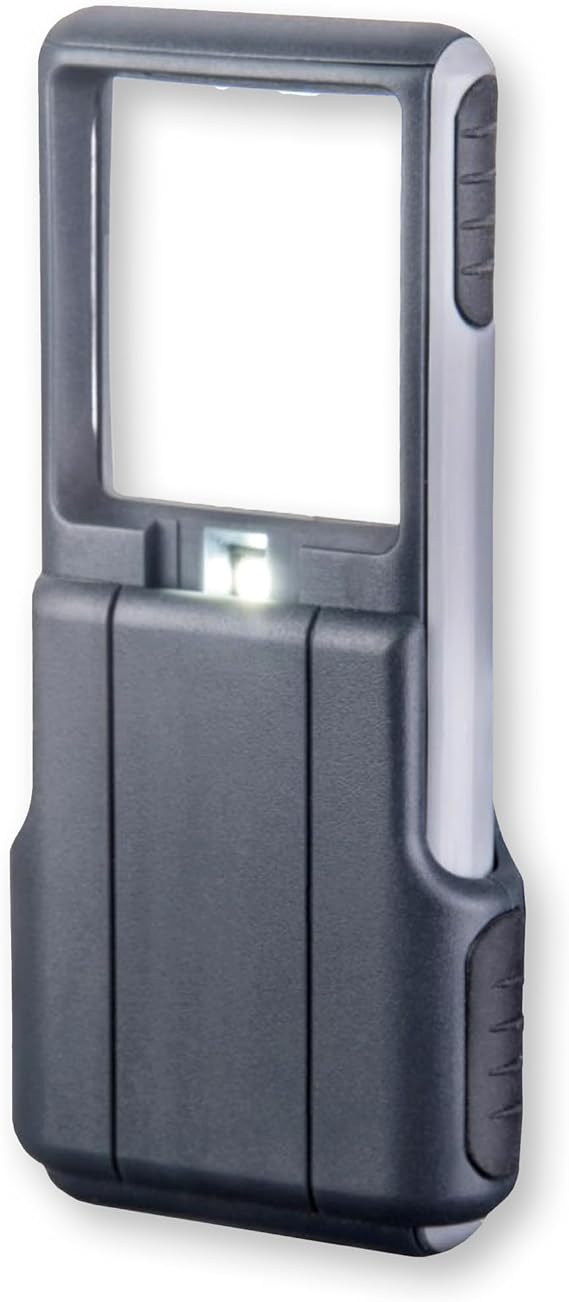 Carson MiniBrite 3x Power LED Lighted Slide Out Magnifier with Protective Sleeve (PO-25), gray