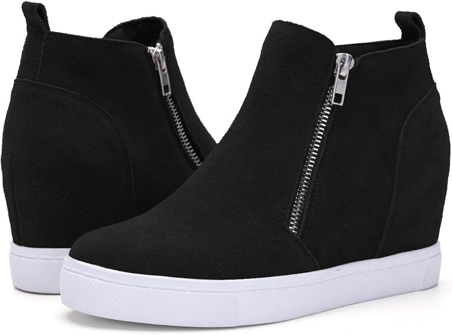 Athlefit Women's Wedge Sneakers Hidden Heel Platform Wedge Booties Hidden Wedgie Sneakers