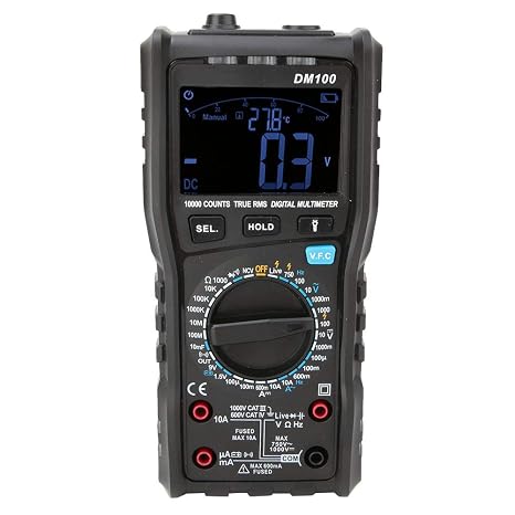 Hilitand Digital Multimeter Tester, True RMS Auto Ranging AC DC Voltage Current Resistance NCV VFC Capacitance Frequency Meter for Home Automotive Black 1 Pack
