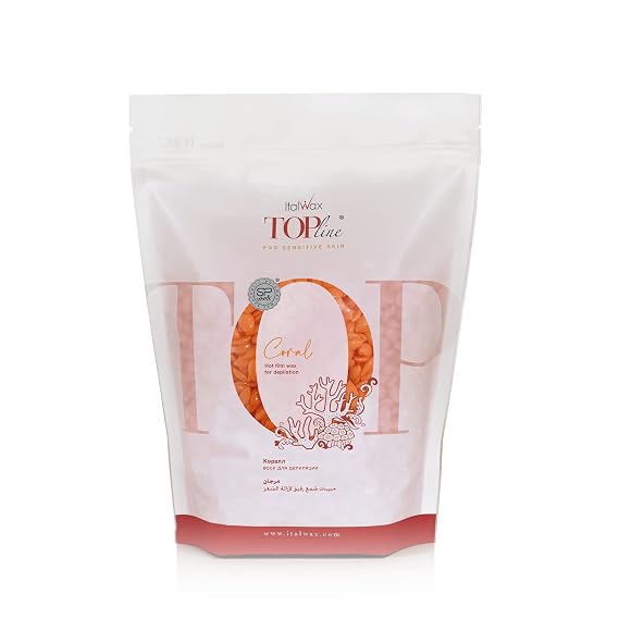 Italwax Top Line Coral Hard Wax Beads 1.65 lb (750 g) Creamy Strong Grip Wax for Bikini & Coarse Hair Made in Italy
