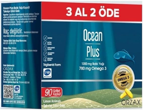 Orzax Ocean Plus 1200mg Balık Yağı 90 Kapsül