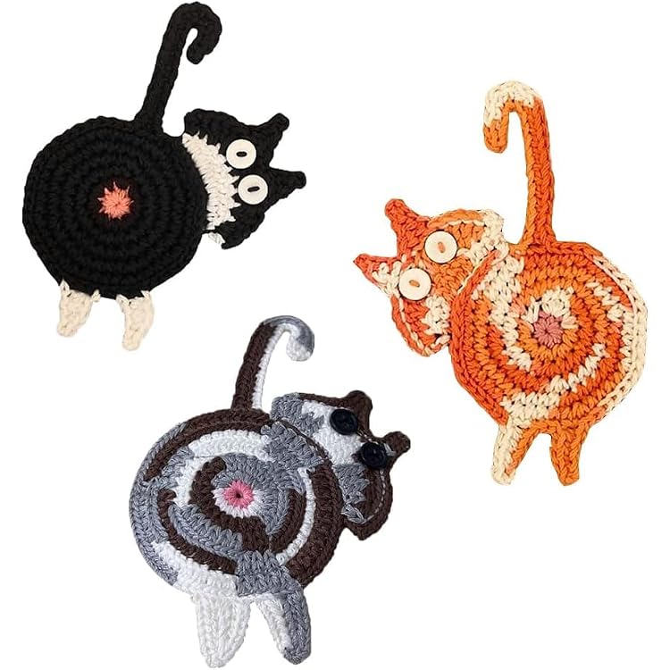 Drink Coaster | Cat Gifts for Cat Lovers,Fun Woven Creative Coasters,Cute Coffee Coaster for Home Decor Tabletop Protection Suitable for Kinds Cups 3PC
