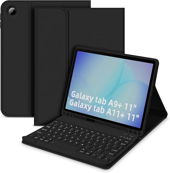 GOKOCO Keyboard Case for Samsung Galaxy Tab A11 Plus/ A9 Plus 11 inch,A9+ Detachable Wireless Bluetooth Keyboard Case with S Pen Holder for A11+ 11",Auto Sleep/Weak-Black