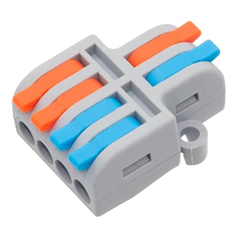 10Pcs Lever Wire Connectors, 2 in 4 Out Quick Wiring Cable Compact Electrical Connector for 24-12 AWG