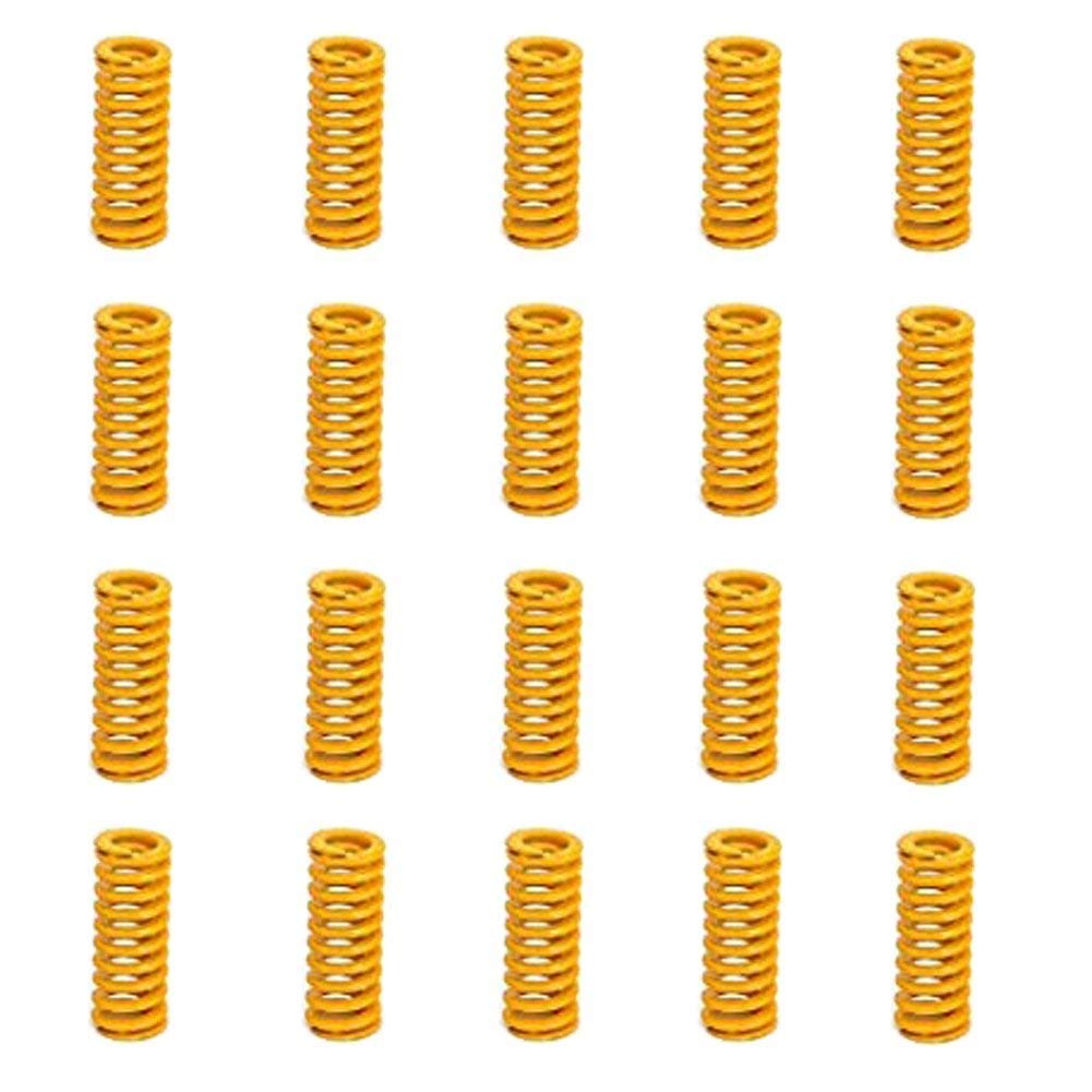 3D Printer Die Spring 8mm OD 20mm Long Light Load Compression Mould Die Spring 20pcsYellow