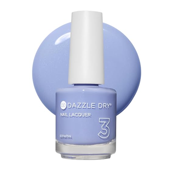 Dazzle Dry Nail Lacquer, Step 3 Sail Away (0.5 fl oz) | A Pastel Periwinkle Blue Full Coverage Cream Finish Quick-Dry