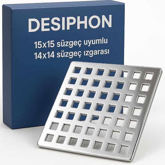 304 Paslanmaz Çelik 14x14 cm Kare Süzgeç Kapağı – 15x15 cm Yer Süzgeçleriyle Uyumlu Dayanıklı Yedek Üst Izgara
