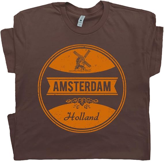 Vintage Amsterdam T Shirt Cool Retro Amsterdam Dutch Holland Graphic Tee