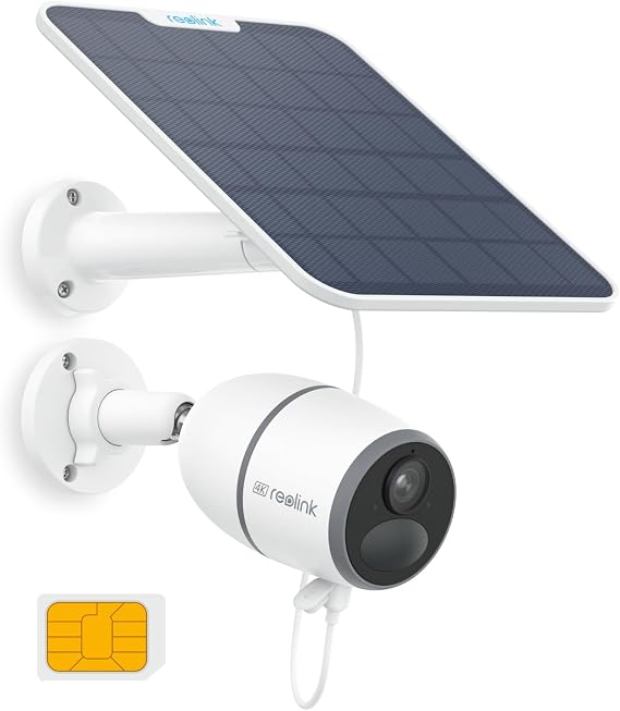 REOLINK 4K 3G/4G LTE Cellular Security Camera Outdoor, 8MP Wireless Solar Camera with Smart Detection & Accurate Alarms, Local & Cloud Storage, Removable Battery, Remote Access, Go Ultra+Solar Panel 2