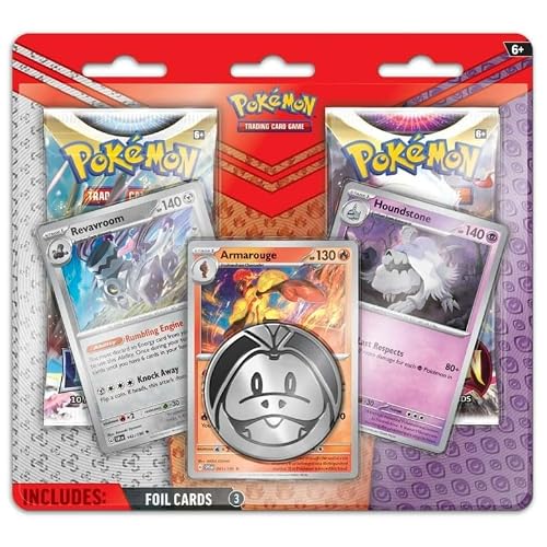 The Pokemon TCG Trading Card Game includes 3 promo cards, Revavroom, Armarouge, Houndstone and 2 booster packs featuring the Coin Lost Origin and Silver Tempest